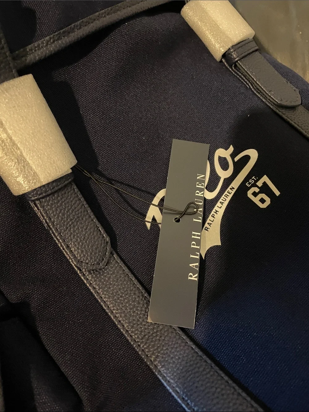 Ralph Lauren Navy Polo 67 Canvas Backpack with Logo